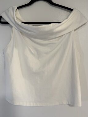 aerie White Cowl Neck Sleeveless Top